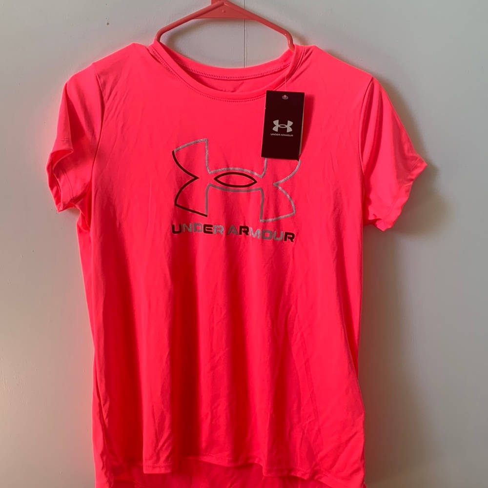 Girls Youth XL Hot Pink Under Armour Heat-gear Shirt